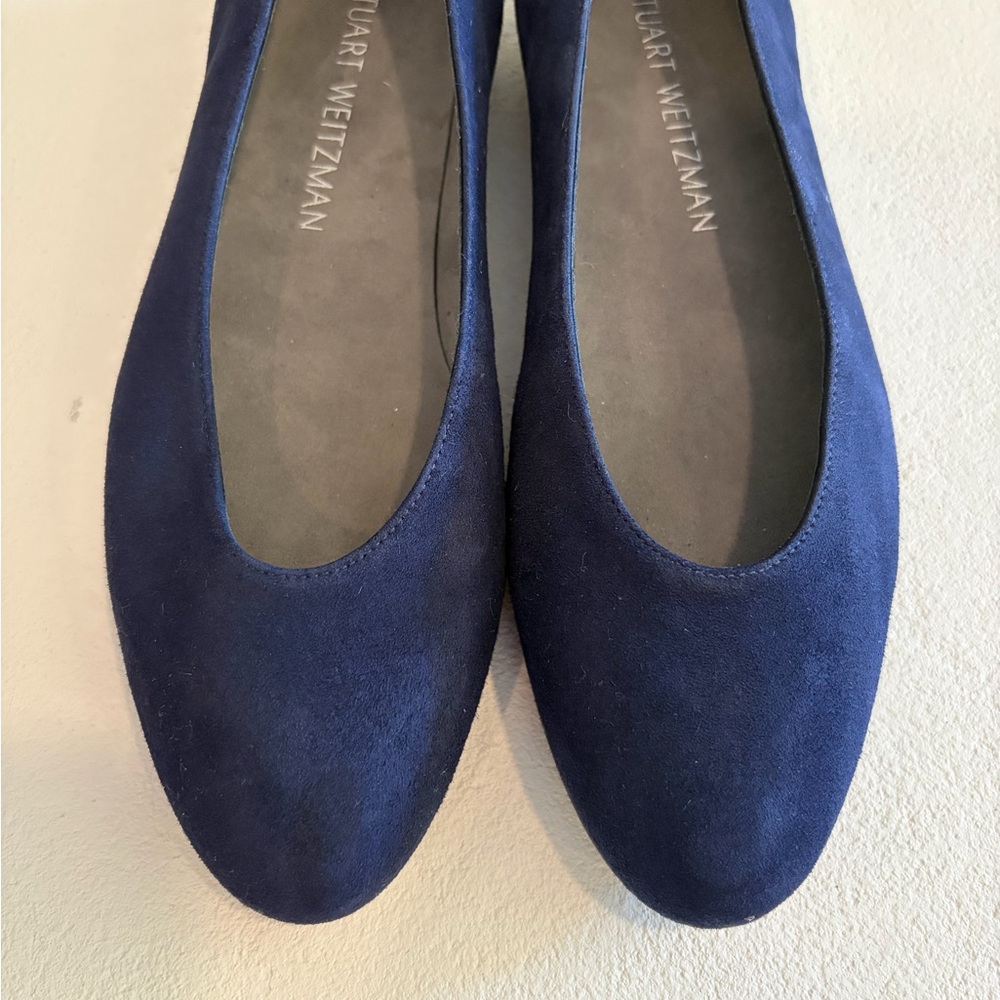 Stuart Weitzman Chic 6M Blue Suede Ballet Flats - Picture 5 of 8